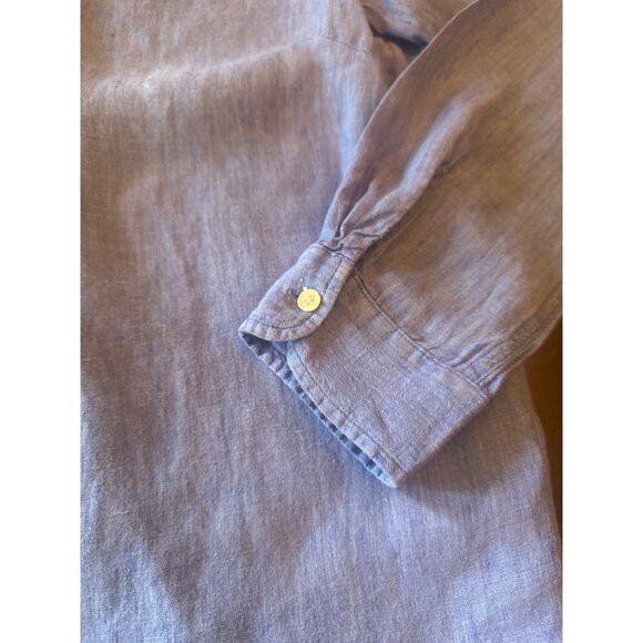 J. McLaughlin WoBlue Linen Button-Down Shirt L Lightweight Casual Long Sleeve - Picture 3 of 7